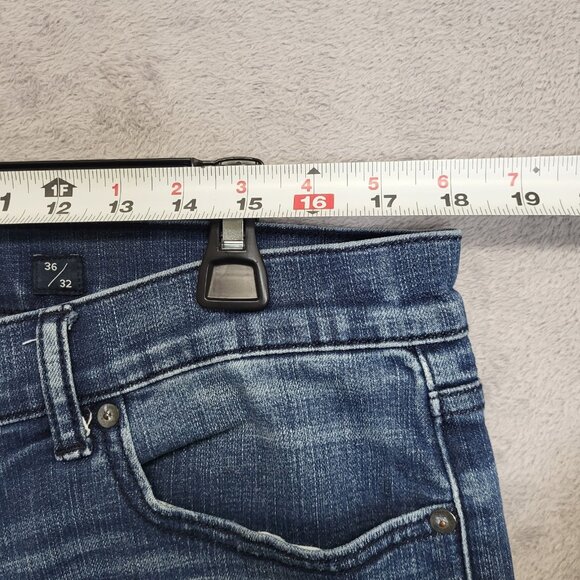 Lucky Brand 221 Straight Jeans Mens 36x32 Blue Denim Stretch Cotton Whiskered - Picture 5 of 13